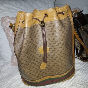 Gucci Brown and Tan Shoulder Bag Bucket Bag Vintage